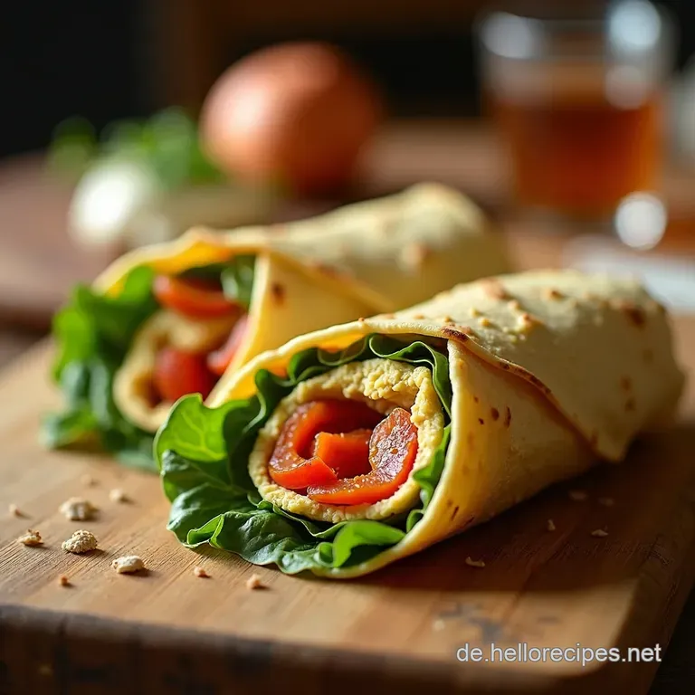 Blitzwraps Mit Hummus Und Knackigem Gem&uuml;se presentation