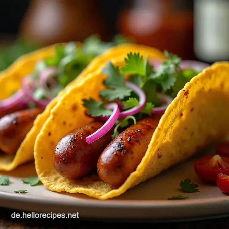 Bratwurst Tacos Deluxe Mit Kimchisauerkraut presentation