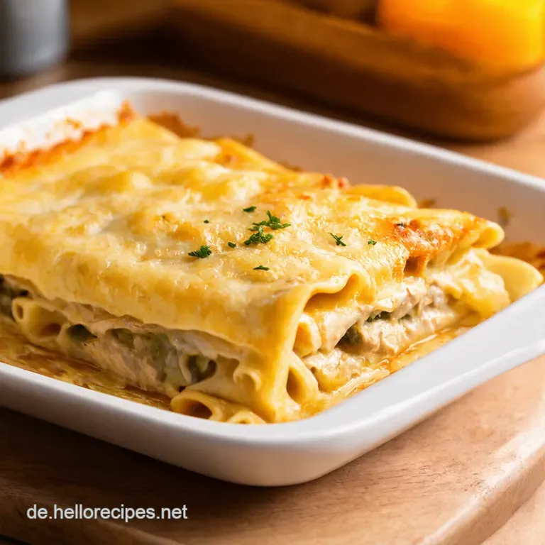 Chicken Alfredo Lasagne R&ouml;llchen Rollin in the Creaminess presentation