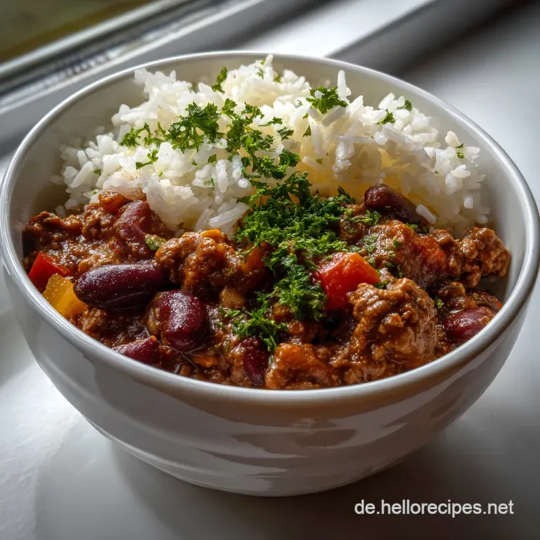 Chili con Carne mir Reis Schnell in 30 Minuten Kochen
