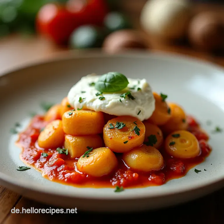 Creamy Tomato Gnocchi with Burrata Italienische Gl&uuml;ckseligkeit Auf Deinem Teller presentation