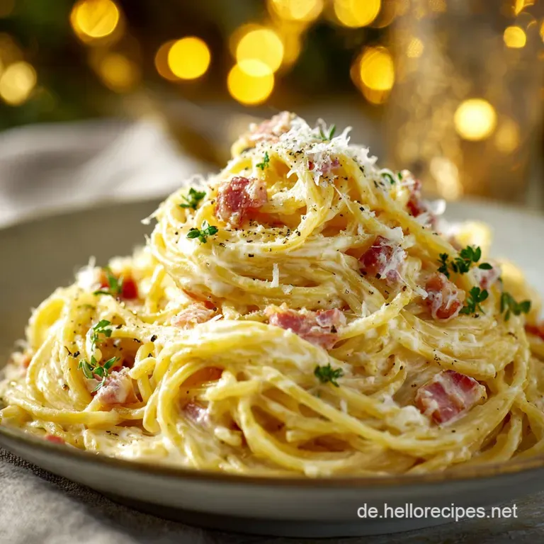 Cremige Spaghetti Carbonara mit Sahne Schnell &uuml;ppig und der FeierabendTraum