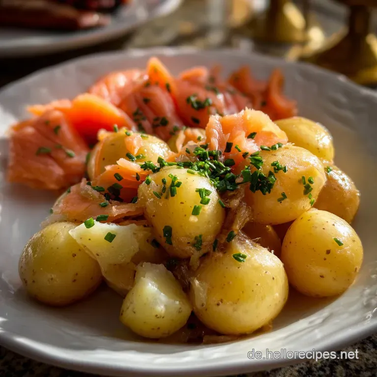Traditionelles Silvester Essen Cremige Kartoffeln mit R&auml;ucherlachs