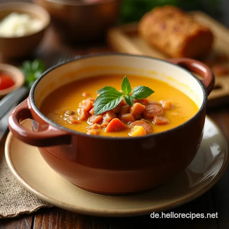 Cremige Kartoffelwurstsuppe Onepot presentation