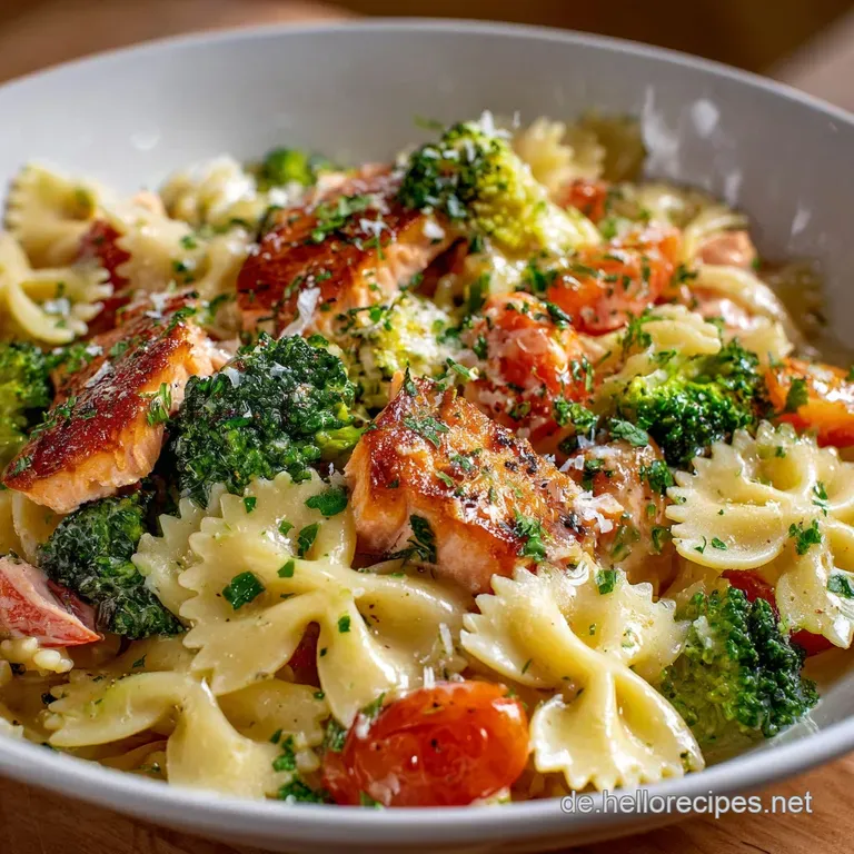 Cremige Lachs Pasta Mit Brokkoli Und Tomaten: Das Perfekte 30-Minuten-Rezept F&uuml;r Den Feierabend presentation