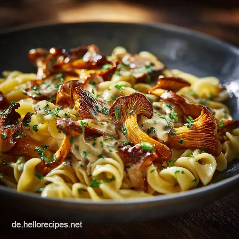 Cremige Pfifferlinge Pasta: Herbstliches Pilzgl&uuml;ck mit Tagliatelle
