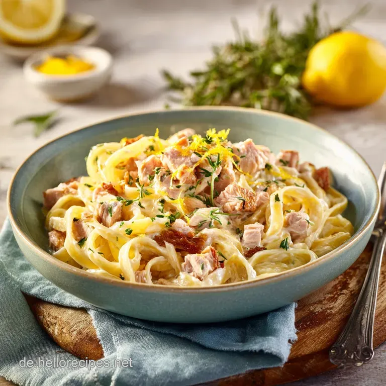 Feierabendblitzpasta Cremige Thunfischpasta Mit Kapern Und Zitrone presentation