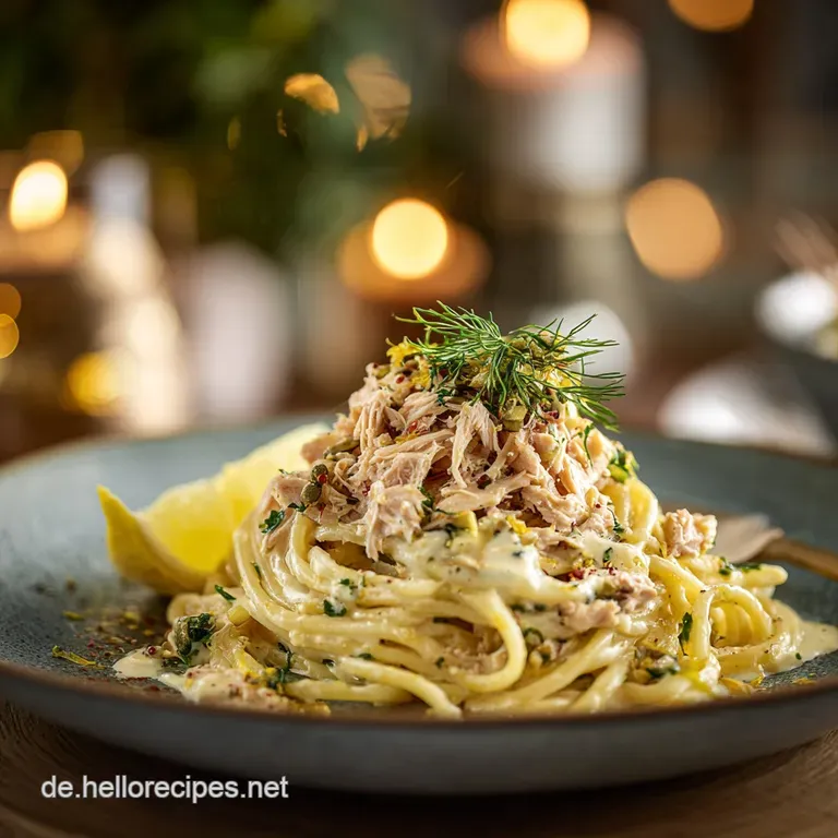 FeierabendBlitzpasta Cremige ThunfischPasta mit Kapern und Zitrone