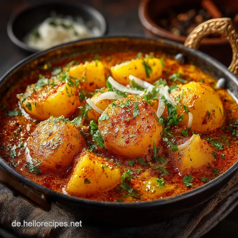 Indisches Seelenfutter Herzhaftes KartoffelCurry Aloo Curry mit Kokosmilch presentation