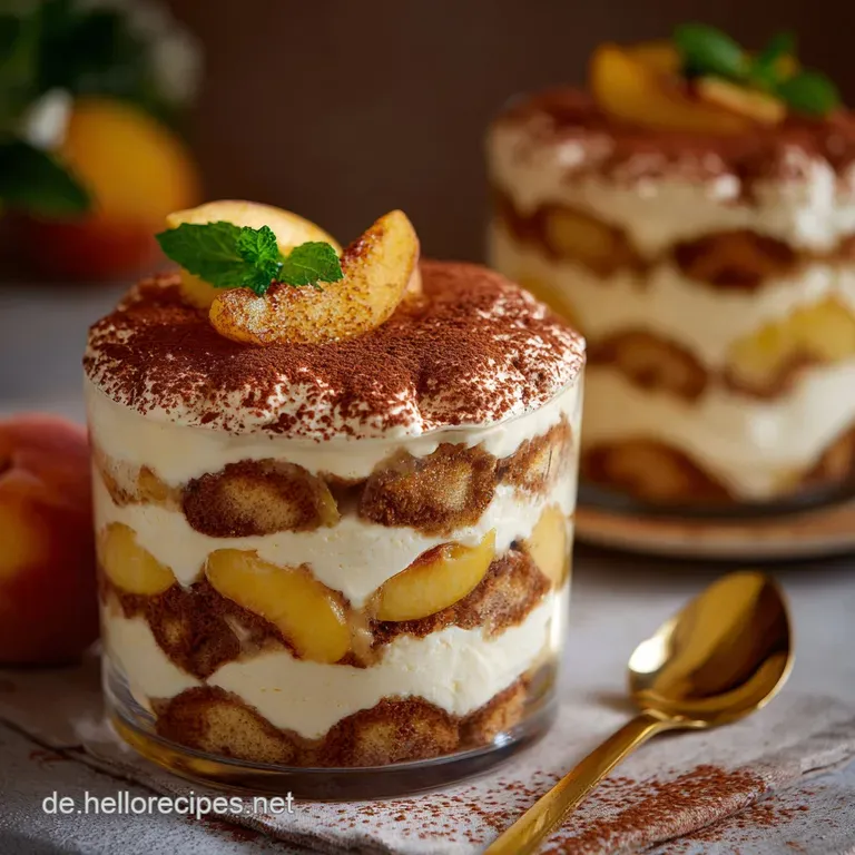 Pfirsich Tiramisu Dolce Vita Mit Cremiger Mascarpone Und Amarettonote presentation