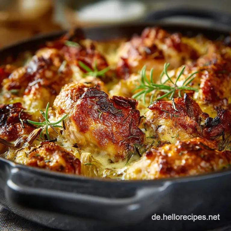 Zwiebelsahneh&auml;hnchen: Das Einfache Und Cremige Soulfood-Rezept Aus Dem Ofen presentation