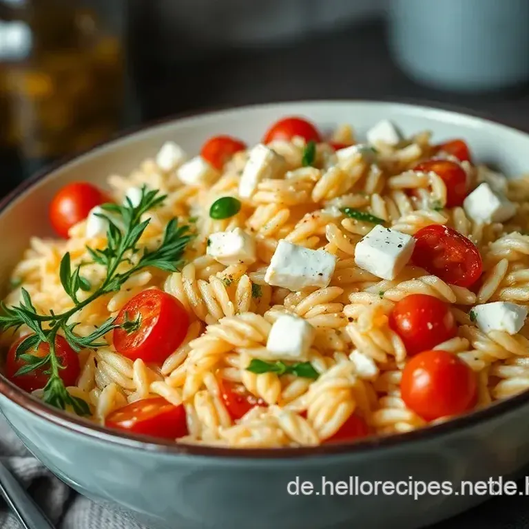 Einfache One Pot Orzo mit Gemüsesauce und Feta