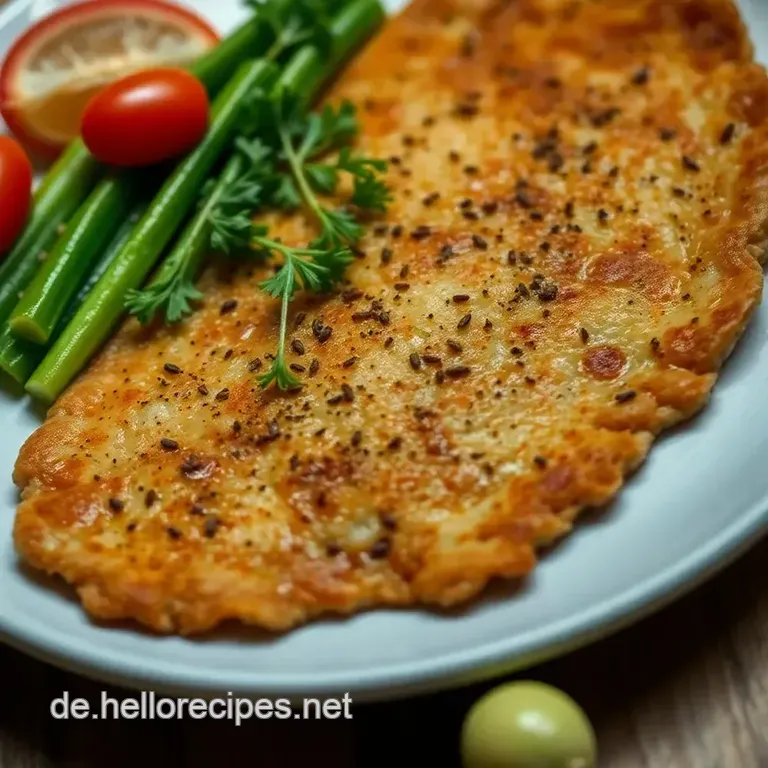 Elsässer Schnitzel mit Flammkuchen-Haube presentation