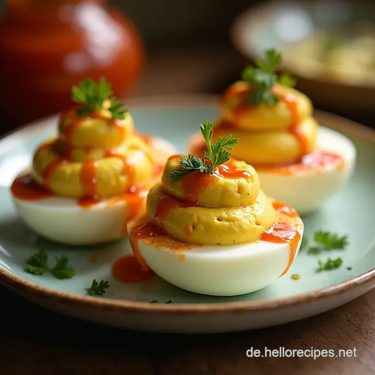 Feurige Deviled Eggs mit TabascoTwist SüdstaatenArt presentation