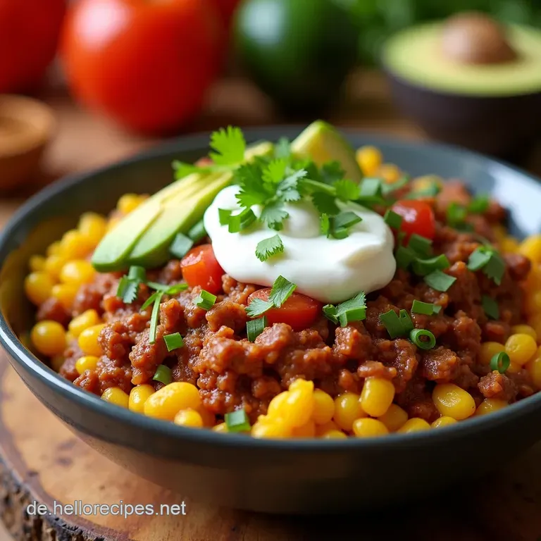 Fiesta Im Slow Cooker Mexikanische H&auml;hnchen Burrito Bowl presentation