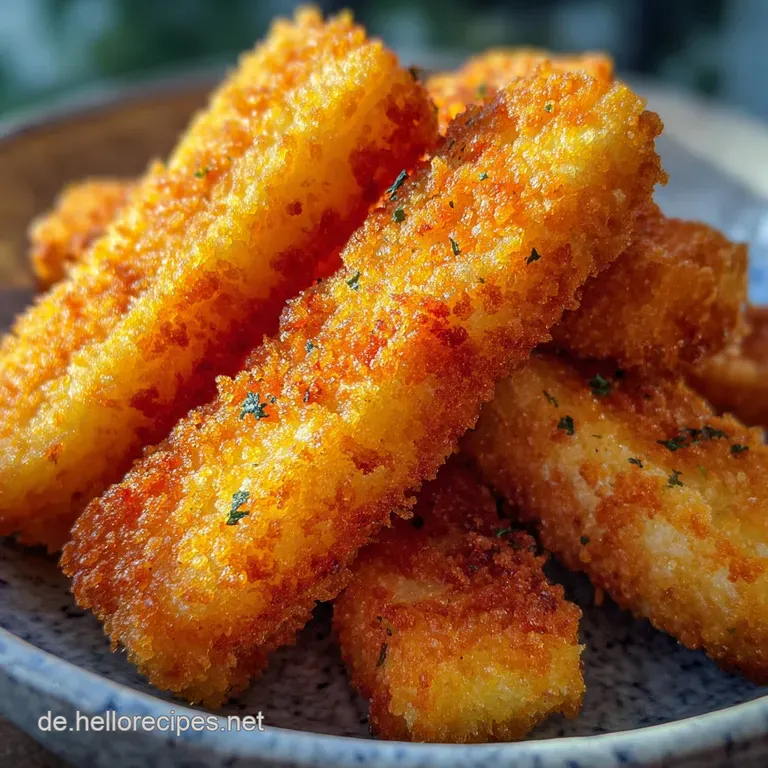 Perfectly browned fish sticks artfully displayed, alongside a vibrant lemon wedge and sprig of dill on a white plate.