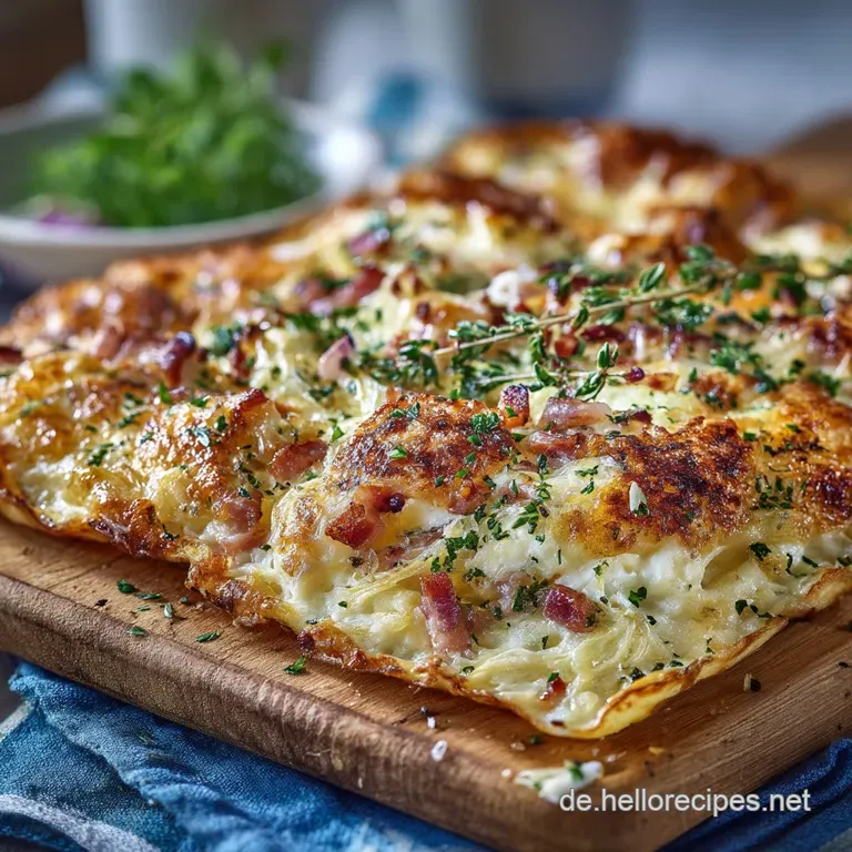 Herzhaftes Flammkuchen Gratin Der Els&auml;ssische Seelenw&auml;rmer Aus Dem Ofen presentation