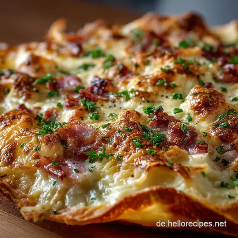 Herzhaftes Flammkuchen Gratin Der elsässische Seelenwärmer aus dem Ofen