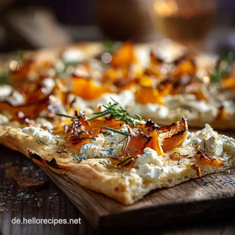 Flammkuchen mit K&uuml;rbis und Feta: Der Herbsttraum