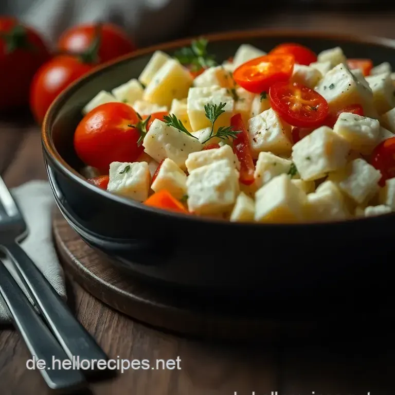 Frischer Hüttenkäse-Salat mit knackigem Gemüse presentation