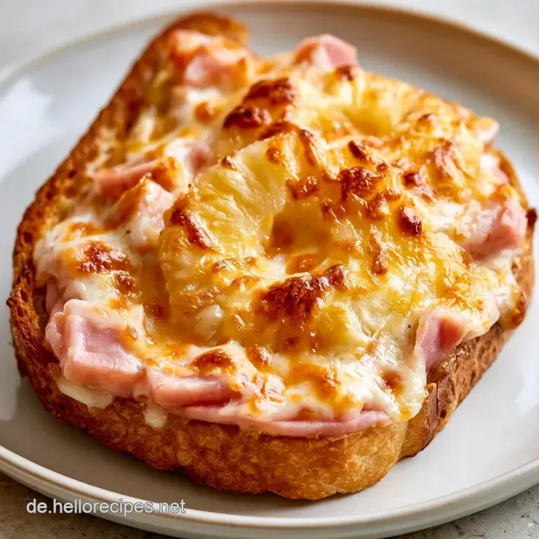 Drei knusprige Toast-H&auml;ppchen auf einem wei&szlig;en Teller, garniert mit frischen gr&uuml;nen Kr&auml;utern und goldgelbem K&auml;se.