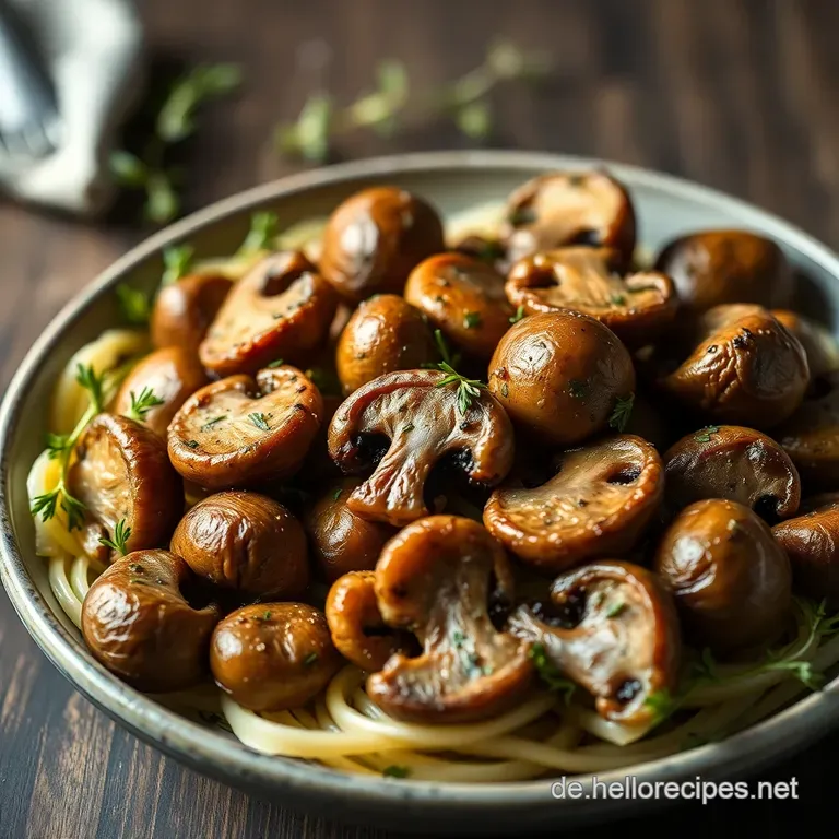 Gebratene Shiitake Pilze mit Knoblauch und Thymian presentation