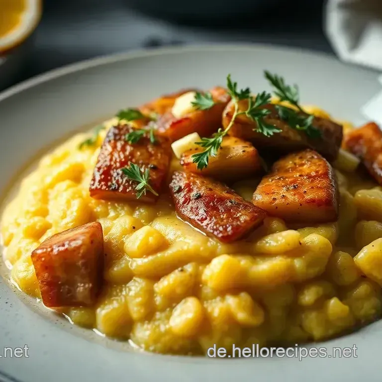 Gebratenes Kalbsbries auf Kräuterpolenta mit Zitronen-Kapern-Butter