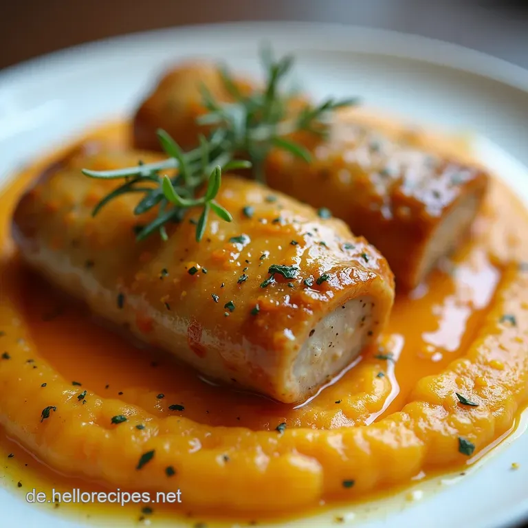 Deftig Zart Orange Oil Smoky Boiled Schinkenrouladen auf Süßkartoffelpüree