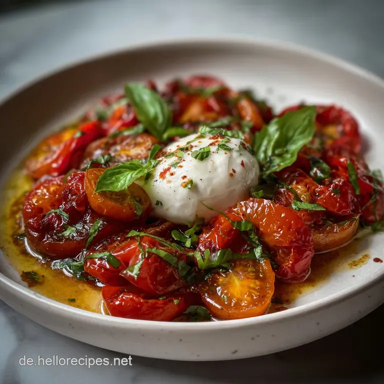 Ger&ouml;stete Tomaten Paprika Burrata: Cremiges Ofengem&uuml;se presentation