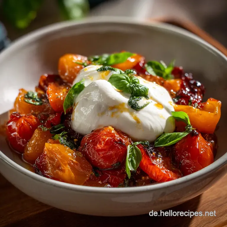 Ger&ouml;stete Tomaten Paprika Burrata: Cremiges Ofengem&uuml;se