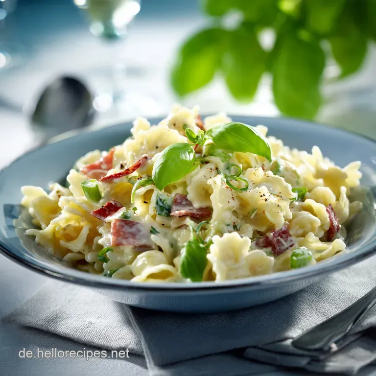 Gesunder Nudelsalat mit Basilikum Knoblauch Dressi: Der cremig leichte Sommerhit