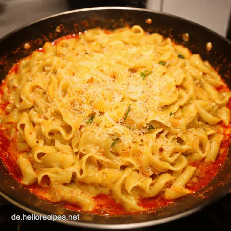 Griechische Nudeln mit Feta Tomaten und Kräutern presentation