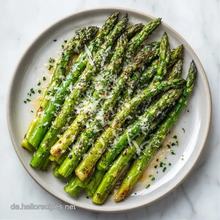 Elegant angerichtet gr&uuml;ner Spargel mit gelben Zitronenspalten auf einer Servierplatte, leicht dampfend und knackig.