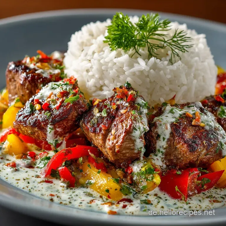 Gyrosgeschnetzeltes Mit Reis Und Schmandso&szlig;e: Das Beste Familienessen presentation