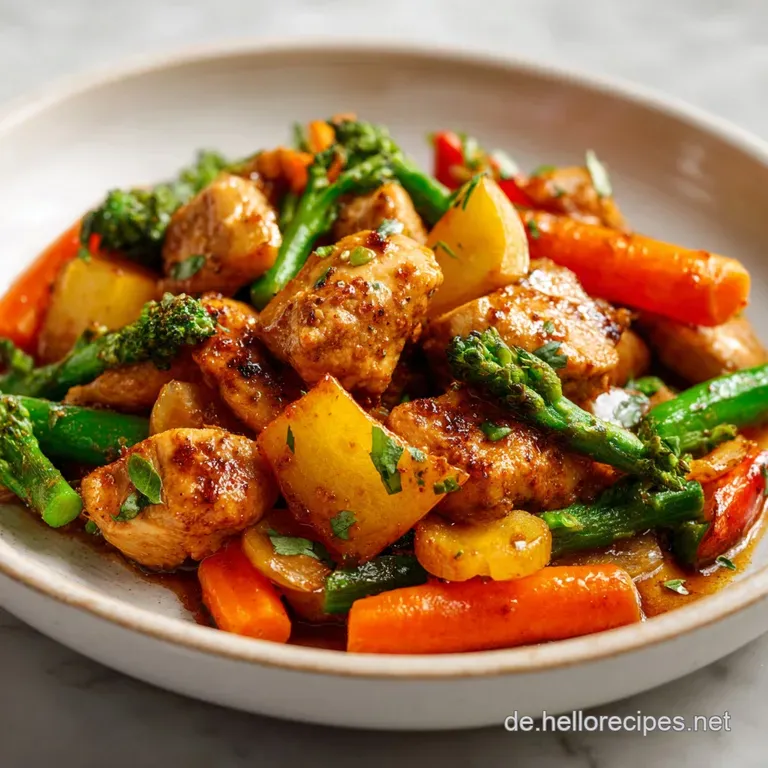 H&auml;hnchen-Gem&uuml;se-Pfanne mit Feta und Zitrone