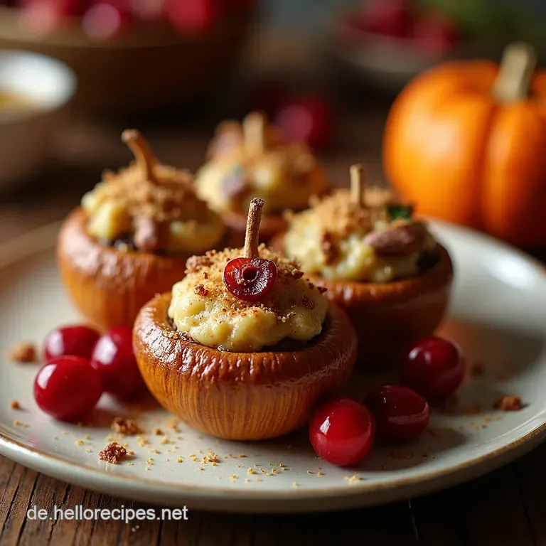 Herbstzauber Gefüllter Eichelkürbis mit Truthahn und Cranberry presentation