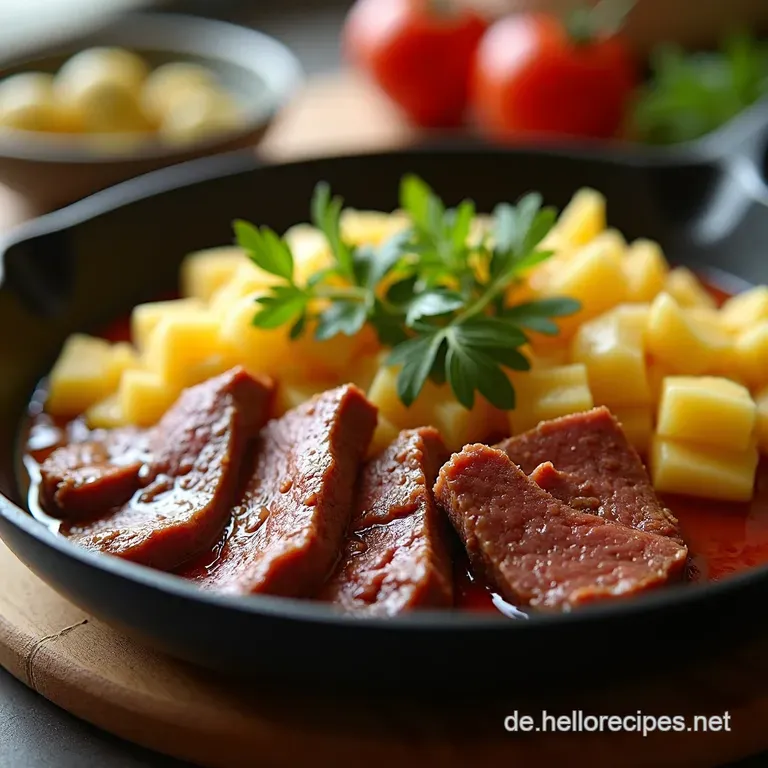 Herzhafte Hackfleischs&uuml;&szlig;kartoffelpfanne Soulfood Mit Biss presentation