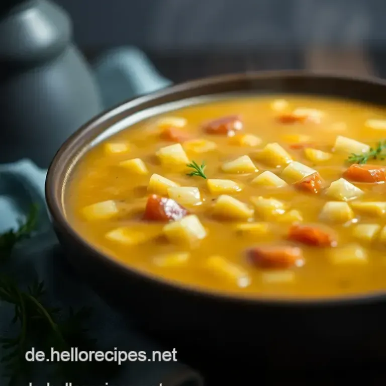 Herzhafte Kartoffelsuppe mit Speck und Schnittlauch presentation