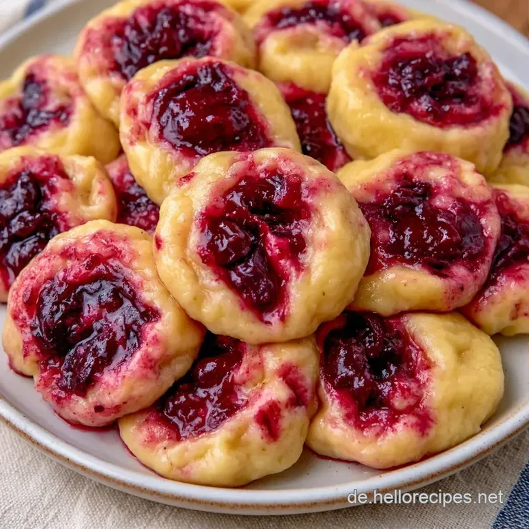 Drei gl&auml;nzende, dampfende Kn&ouml;del auf einer wei&szlig;en Platte, garniert mit frischen Kr&auml;utern und schmelzender Butter.