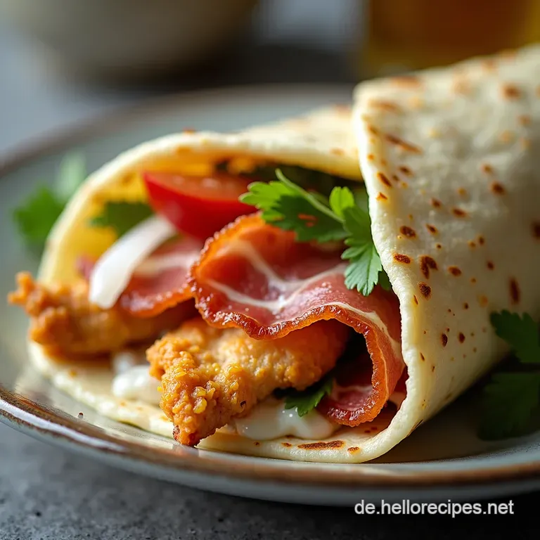 Herzhafter Chicken Bacon Ranch Wrap Eine deftige Brotzeit für Jedermann