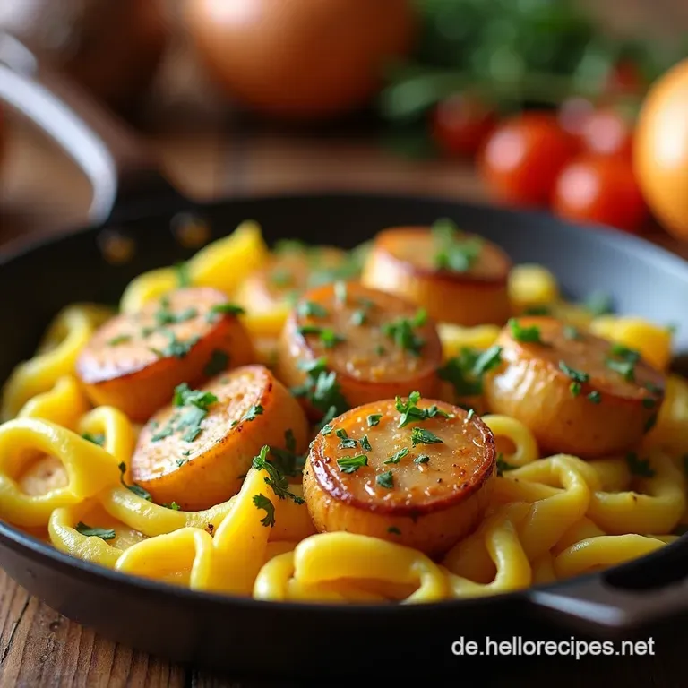 Herzhaftes H&auml;hnchens&uuml;&szlig;kartoffelpfannengl&uuml;ck presentation