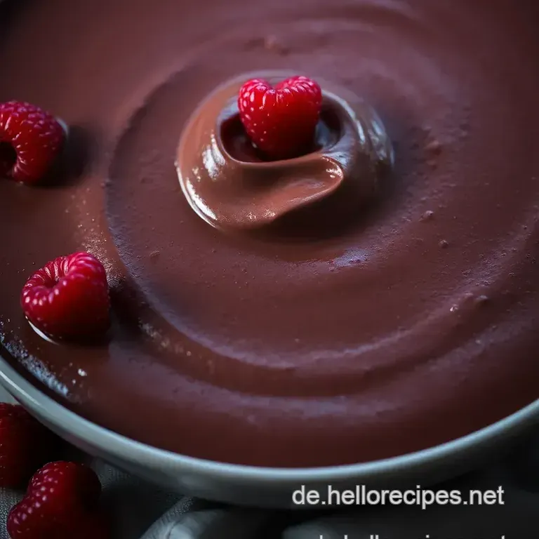 Himmlisches Schokoladenmousse mit Himbeeren presentation