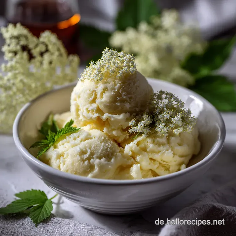 Holunderbltensorbet Erfrischendes Sommerdessert: Elegant presentation