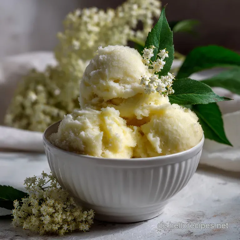 Holunderbltensorbet Erfrischendes Sommerdessert: Elegant