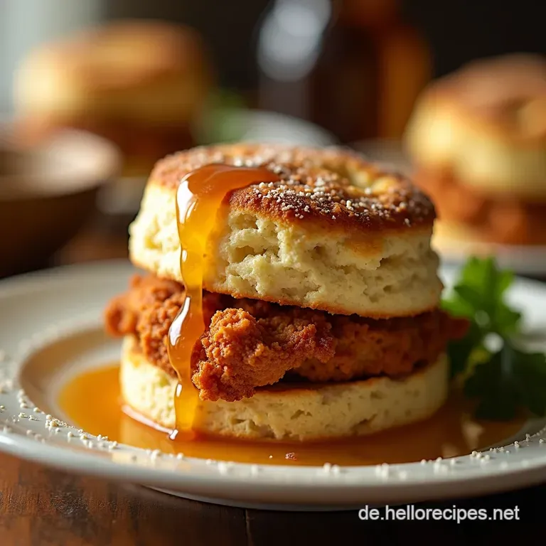 Hot Honey Chicken Biscuits Der Neue Sonntagsbrunch presentation