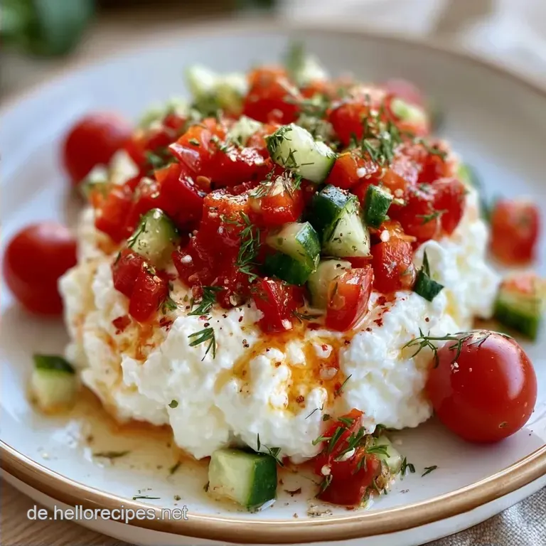 H&uuml;ttenk&auml;se Salat mit Paprika und Gurke