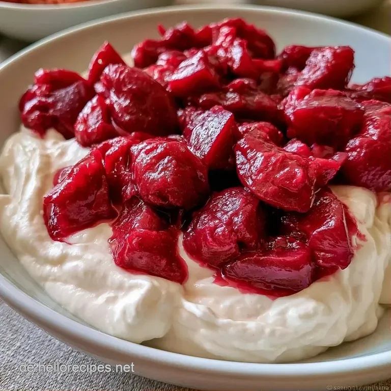 Drei elegante Gl&auml;ser mit schneewei&szlig;er Creme, garniert mit dunkelroter Fruchtvariation und einem frischen Minzblatt.