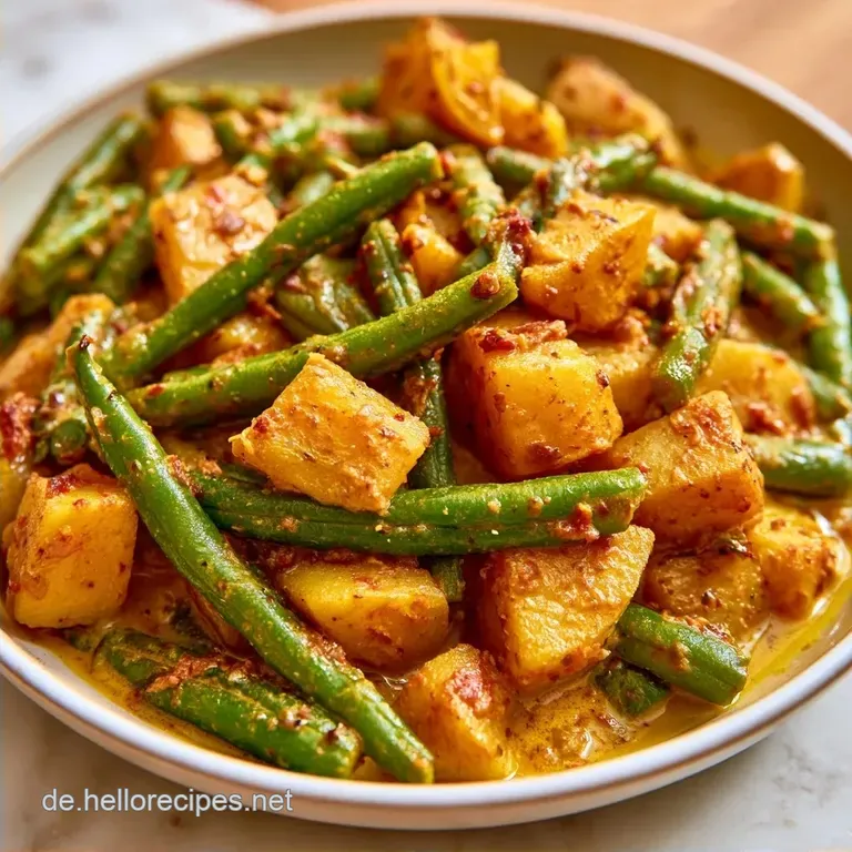 Kartoffelcurry mit gr&uuml;nen Bohnen mit Kokosmilch