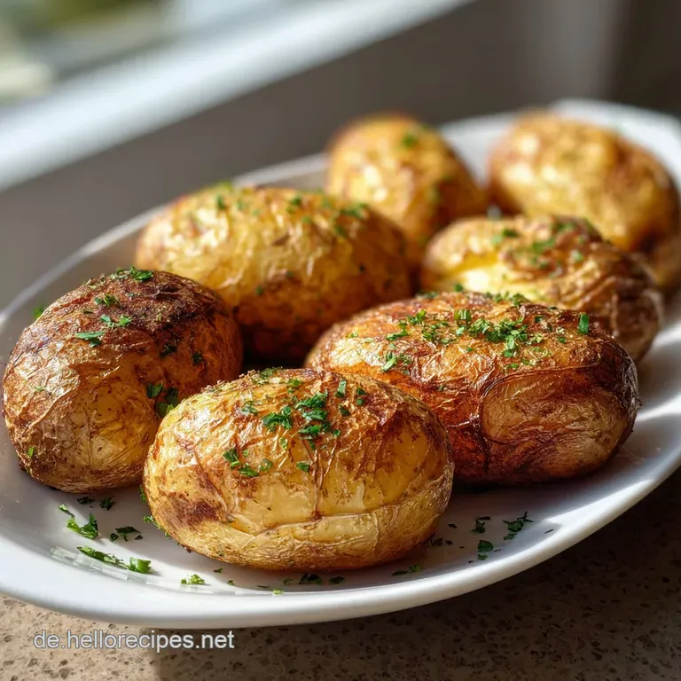 Perfectly crisp potato wedges artfully arranged on a white plate, paired with a vibrant green sprig of parsley, ready to s...