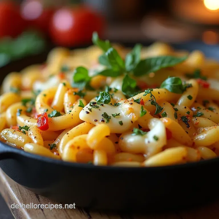Herzhafte AlpenRöstiPfanne mit geschmolzenem Bergkäse und KnoblauchRosmarinKruste presentation